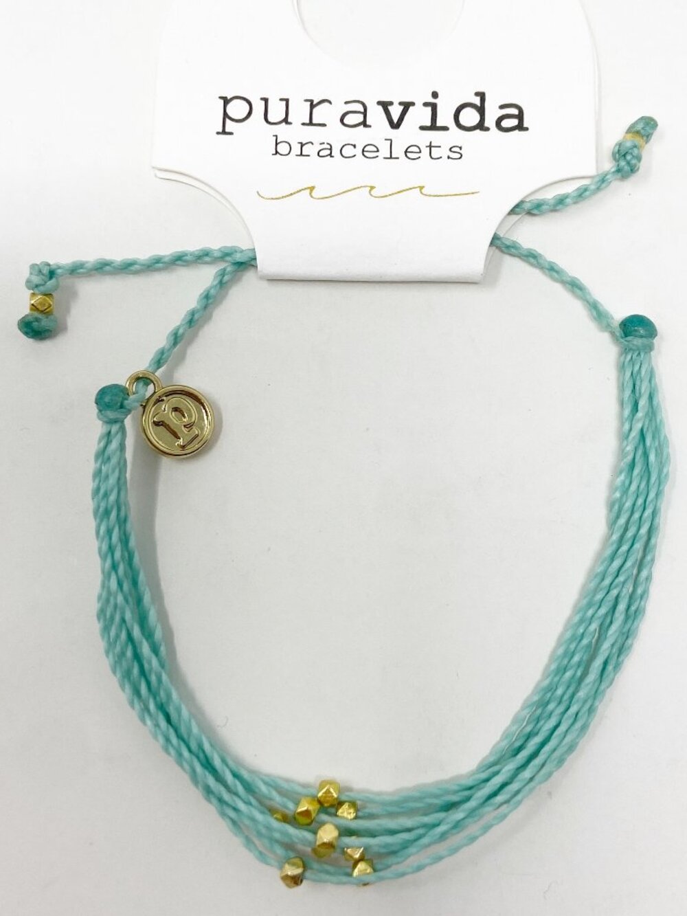 PURA VIDA | Teal Blue Bracelet with Gold Beads